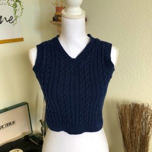 Navy cropped sweater vest